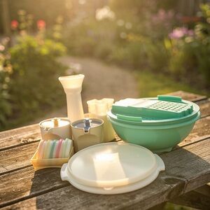 Vintage Tupperware Kitchenware Set in Pastel Colors
